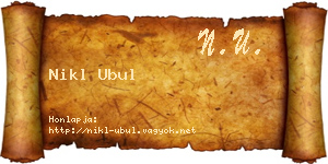 Nikl Ubul névjegykártya